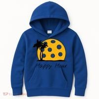 Fun Pickleball Cute Gift Happy Hour W/ Huge Pickleball Sunset Cute Gift Kids Hoodie thumb 0