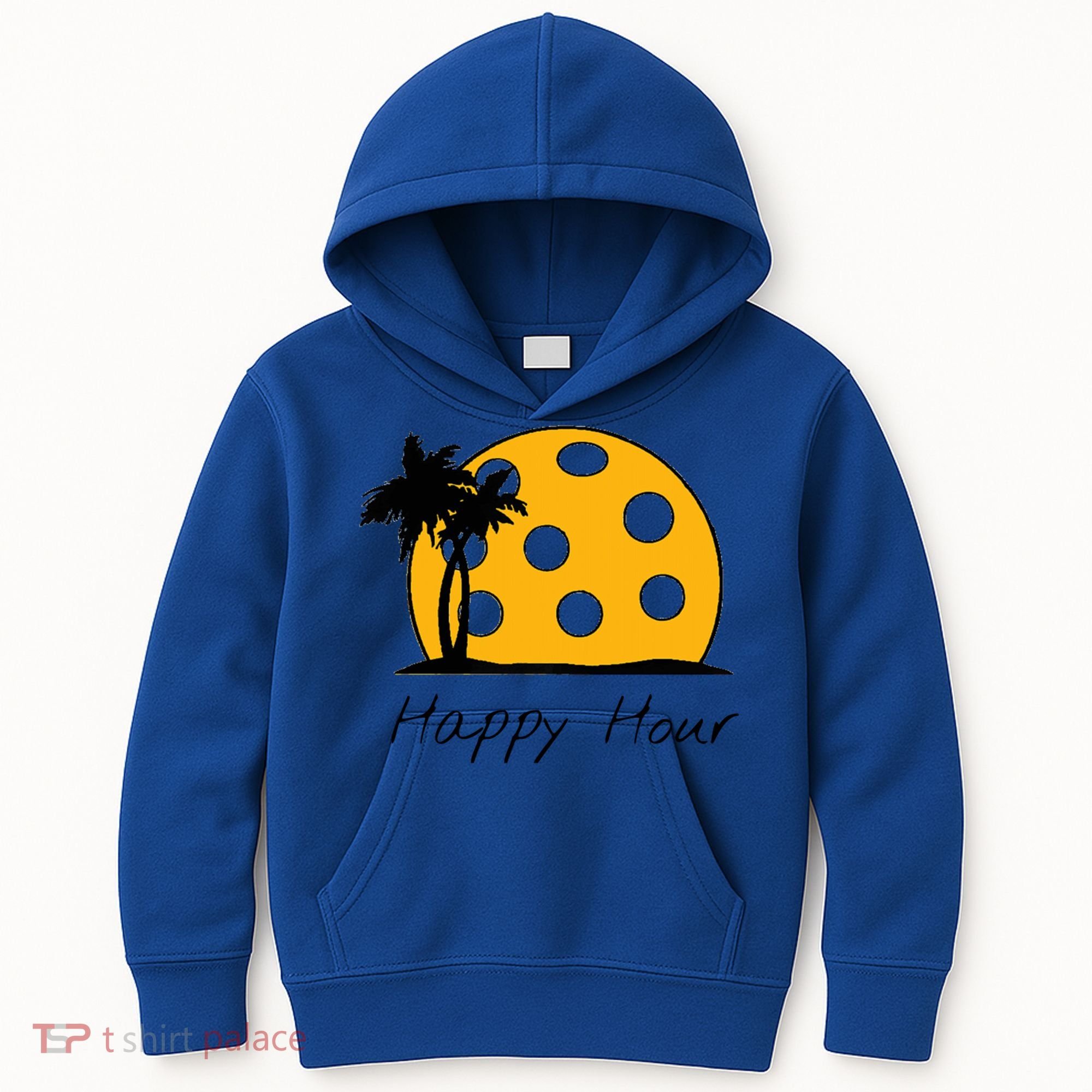 Fun Pickleball Cute Gift Happy Hour W/ Huge Pickleball Sunset Cute Gift Kids Hoodie