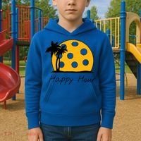 Fun Pickleball Cute Gift Happy Hour W/ Huge Pickleball Sunset Cute Gift Kids Hoodie thumb 2
