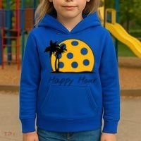 Fun Pickleball Cute Gift Happy Hour W/ Huge Pickleball Sunset Cute Gift Kids Hoodie thumb 3