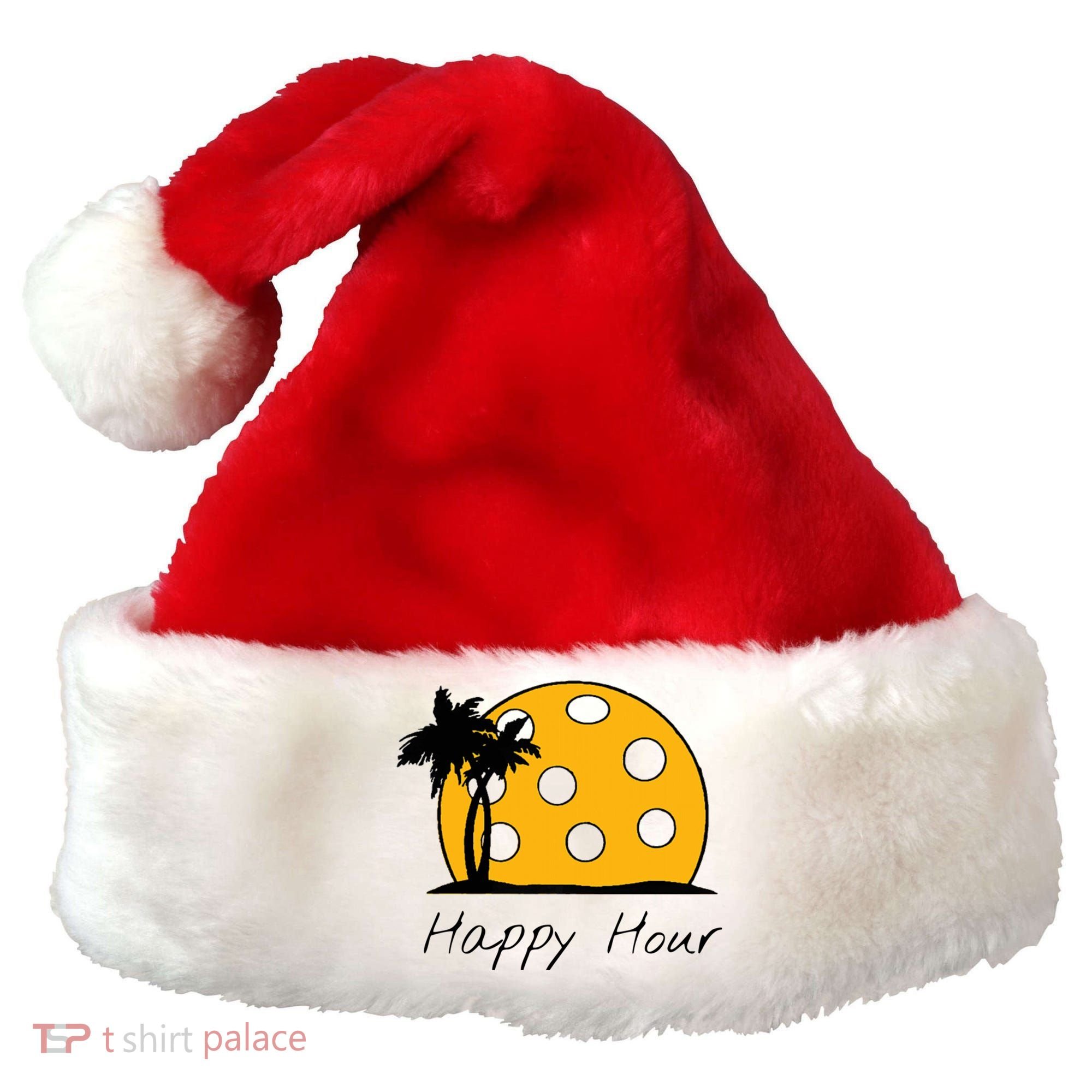 Fun Pickleball Cute Gift Happy Hour W/ Huge Pickleball Sunset Cute Gift Santa Hat