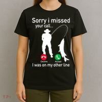 Fishing Phone Call With Fishing Line Funny Fish Fisherman T-Shirt thumb 4