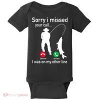 Fishing Phone Call With Fishing Line Funny Fish Fisherman Baby Bodysuit thumb 0