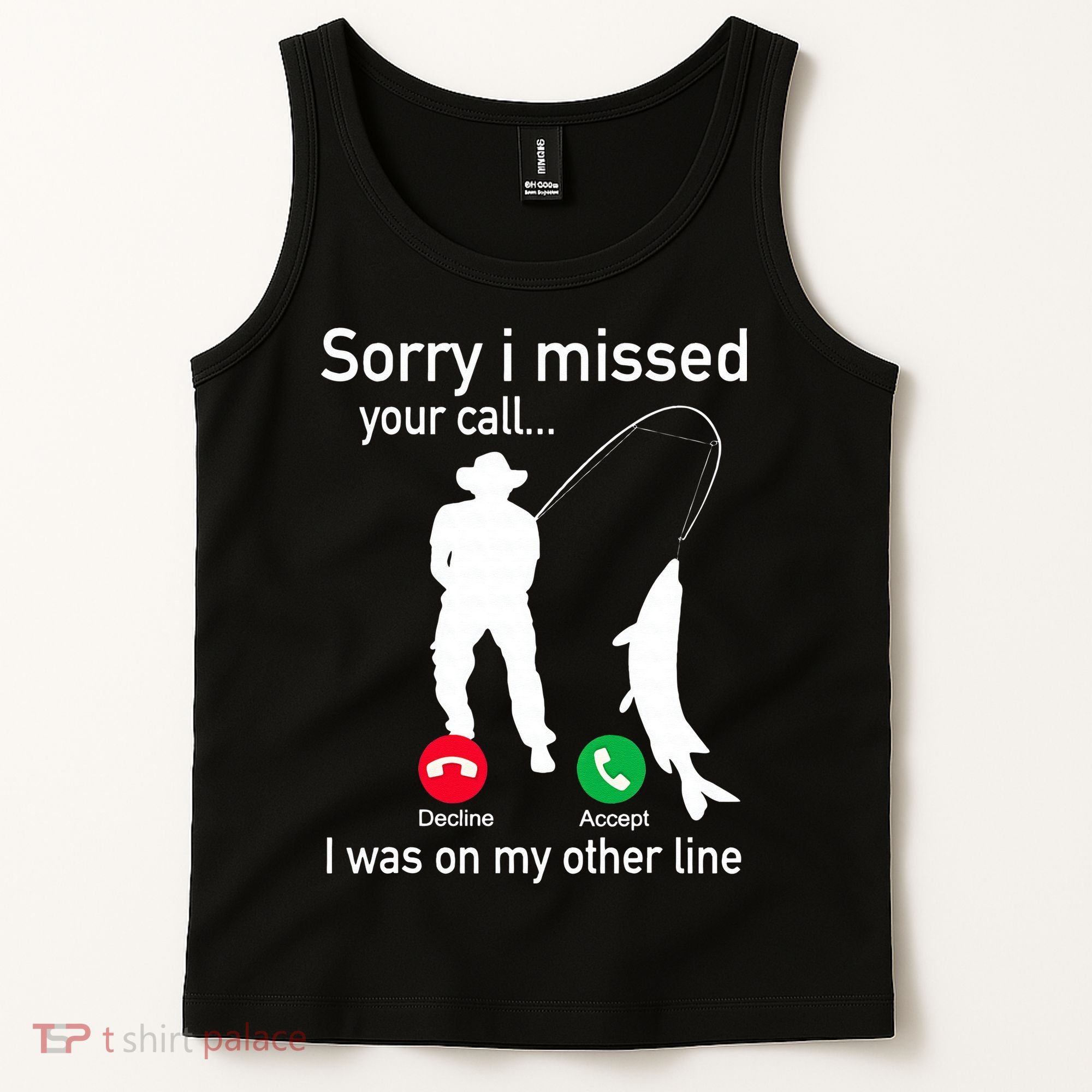 Fishing Phone Call With Fishing Line Funny Fish Fisherman Tank Top