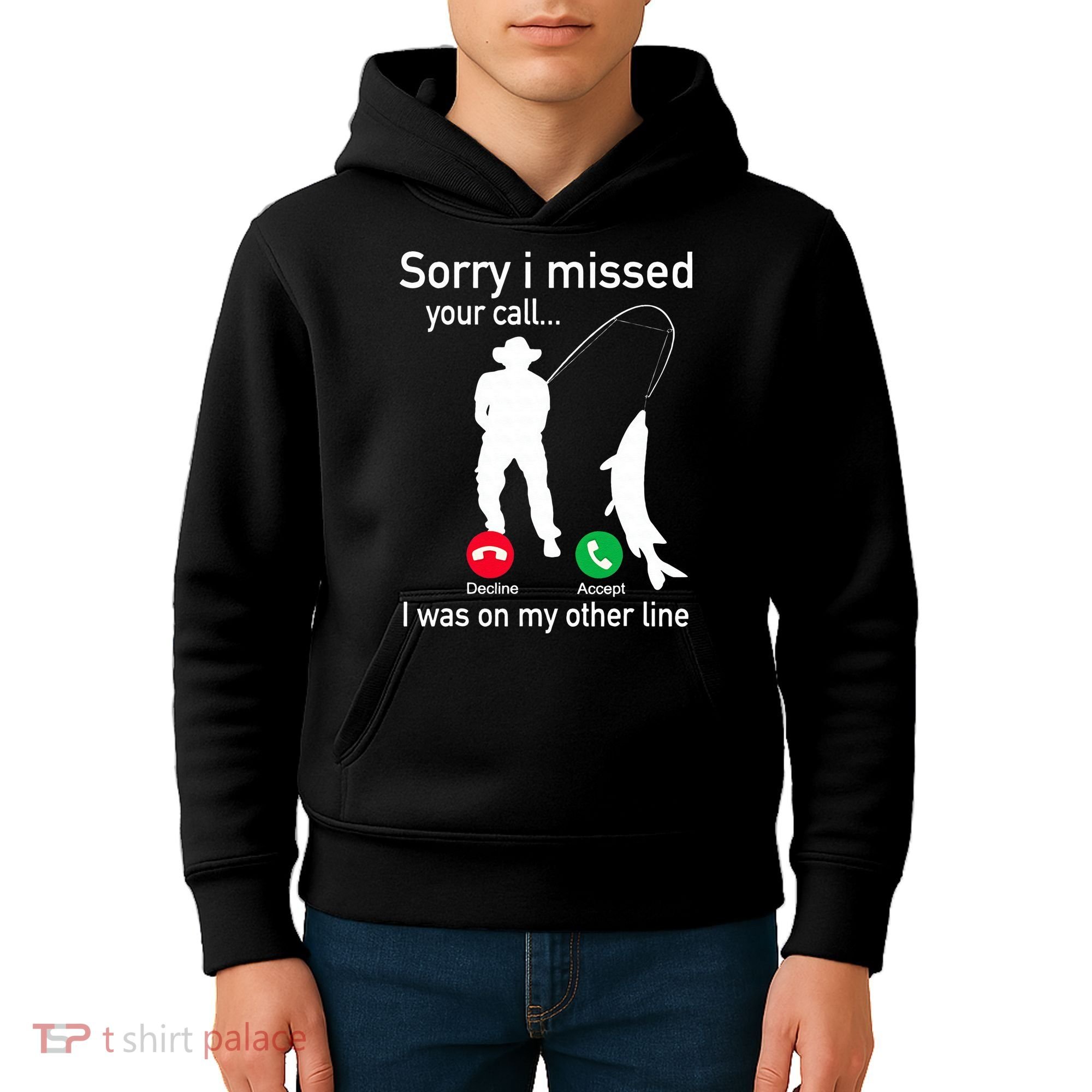 Fishing Phone Call With Fishing Line Funny Fish Fisherman Kids Hoodie