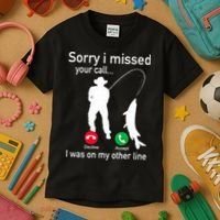 Fishing Phone Call With Fishing Line Funny Fish Fisherman Kids T-Shirt thumb 3