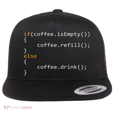 Funny Programmer Coffee Gift For Coders Flat Bill Trucker Hat