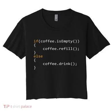 Funny Programmer Coffee Gift For Coders Women's Crop Top Tee