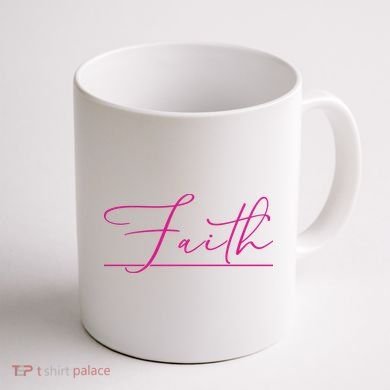 Faith Pink Christian Coffee Mug back