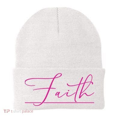Faith Pink Christian Beanie