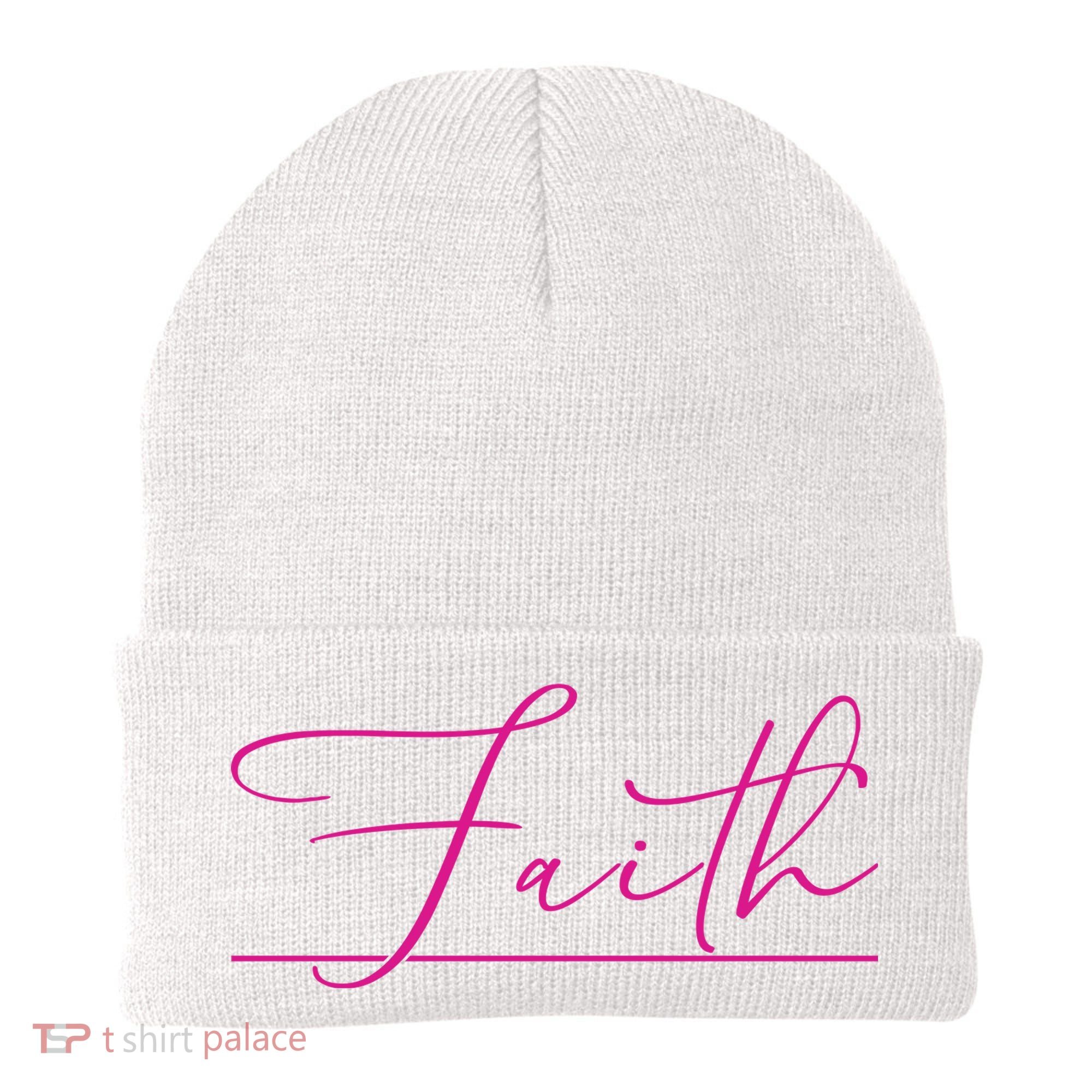 Faith Pink Christian Beanie