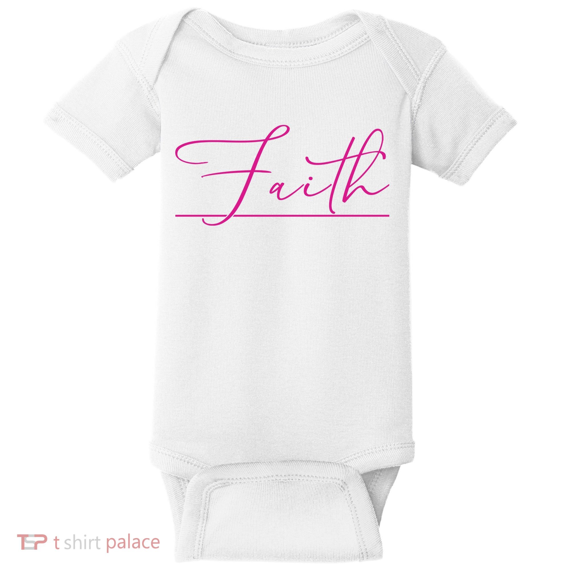 Faith Pink Christian Baby Bodysuit