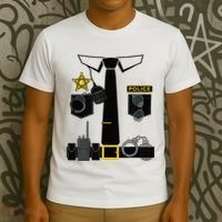 Funny Police Costume Police Officer Pretend Im A Police Man T-Shirt thumb 3