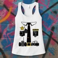 Funny Police Costume Police Officer Pretend Im A Police Man Women's Tank Top thumb 3