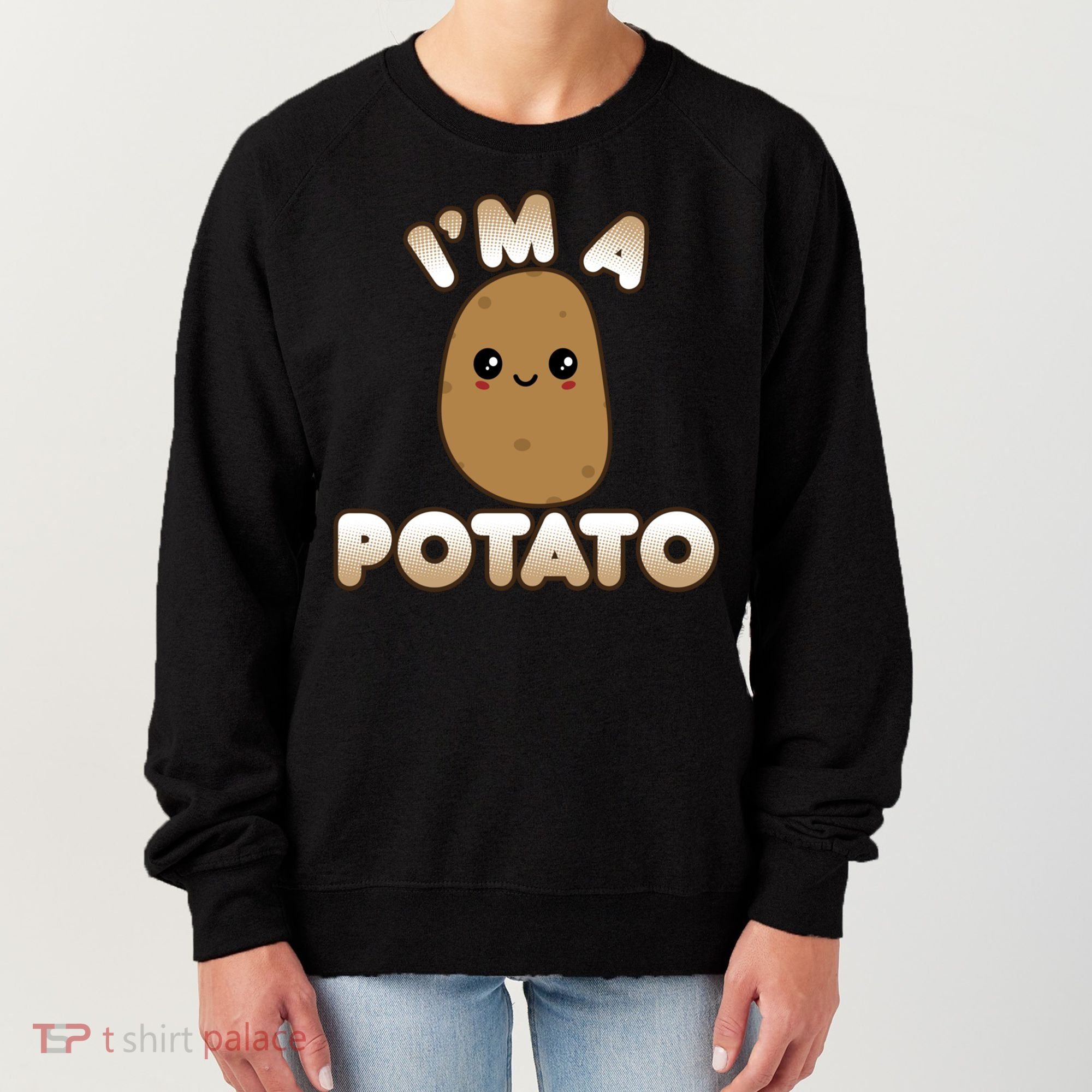 Funny Potato Costume Cute Kawaii Style Smiling I'm A Potato Gift Women's Sweatshirt