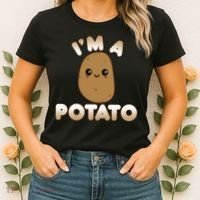 Funny Potato Costume Cute Kawaii Style Smiling I'm A Potato Gift Women's T-Shirt thumb 2