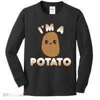 Funny Potato Costume Cute Kawaii Style Smiling I'm A Potato Gift Kids Long Sleeve Shirt thumb 0
