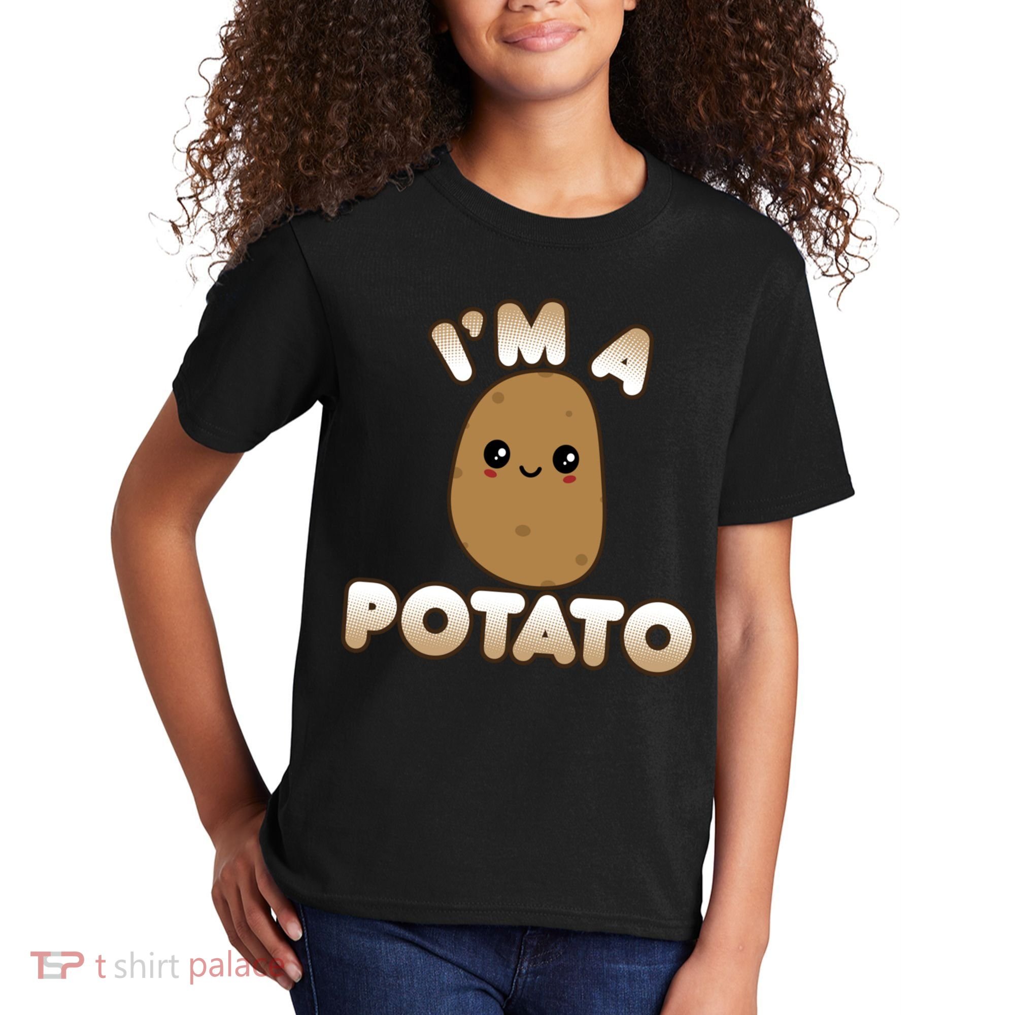 Funny Potato Costume Cute Kawaii Style Smiling I'm A Potato Gift Kids T-Shirt