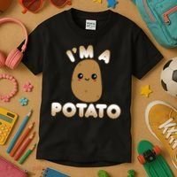 Funny Potato Costume Cute Kawaii Style Smiling I'm A Potato Gift Kids T-Shirt thumb 3