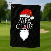 Funny Papa Claus Christmas Pajamas Santa Gift Golf Towel thumb 1