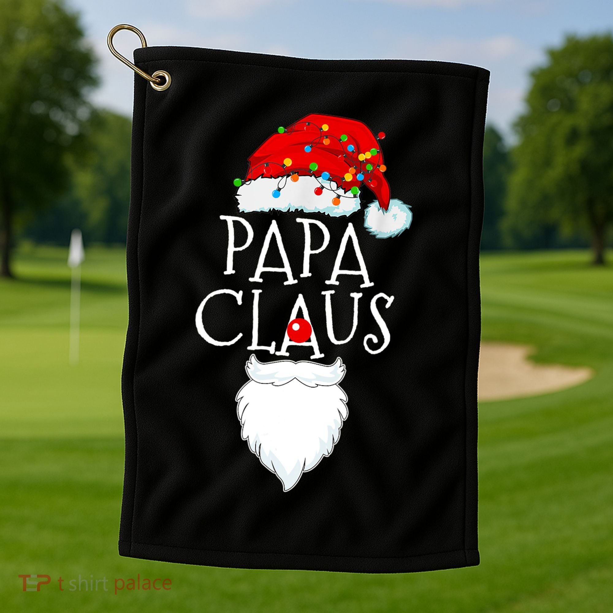 Funny Papa Claus Christmas Pajamas Santa Gift Golf Towel