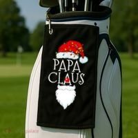 Funny Papa Claus Christmas Pajamas Santa Gift Golf Towel thumb 2