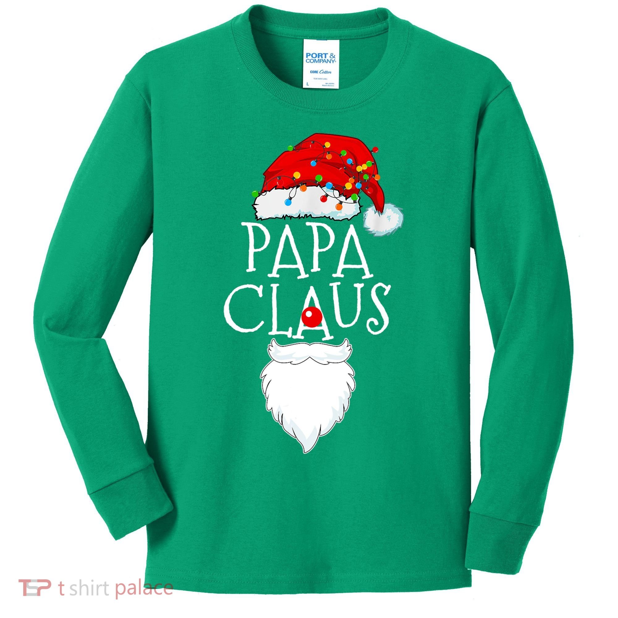 Funny Papa Claus Christmas Pajamas Santa Gift Kids Long Sleeve Shirt