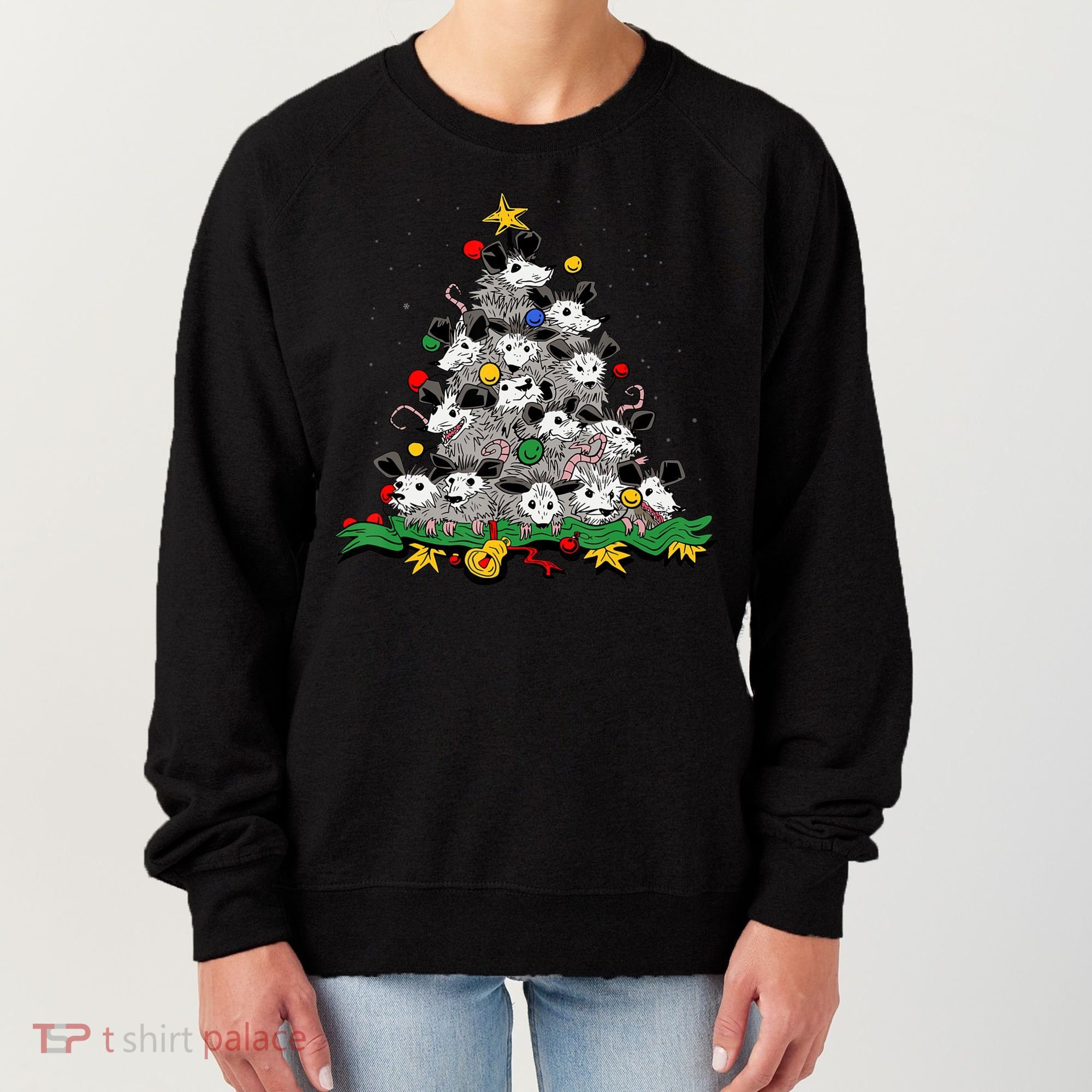 Funny Possum Christmas Tree Ornament Decor Opossum Lovers Women's Sweatshirt