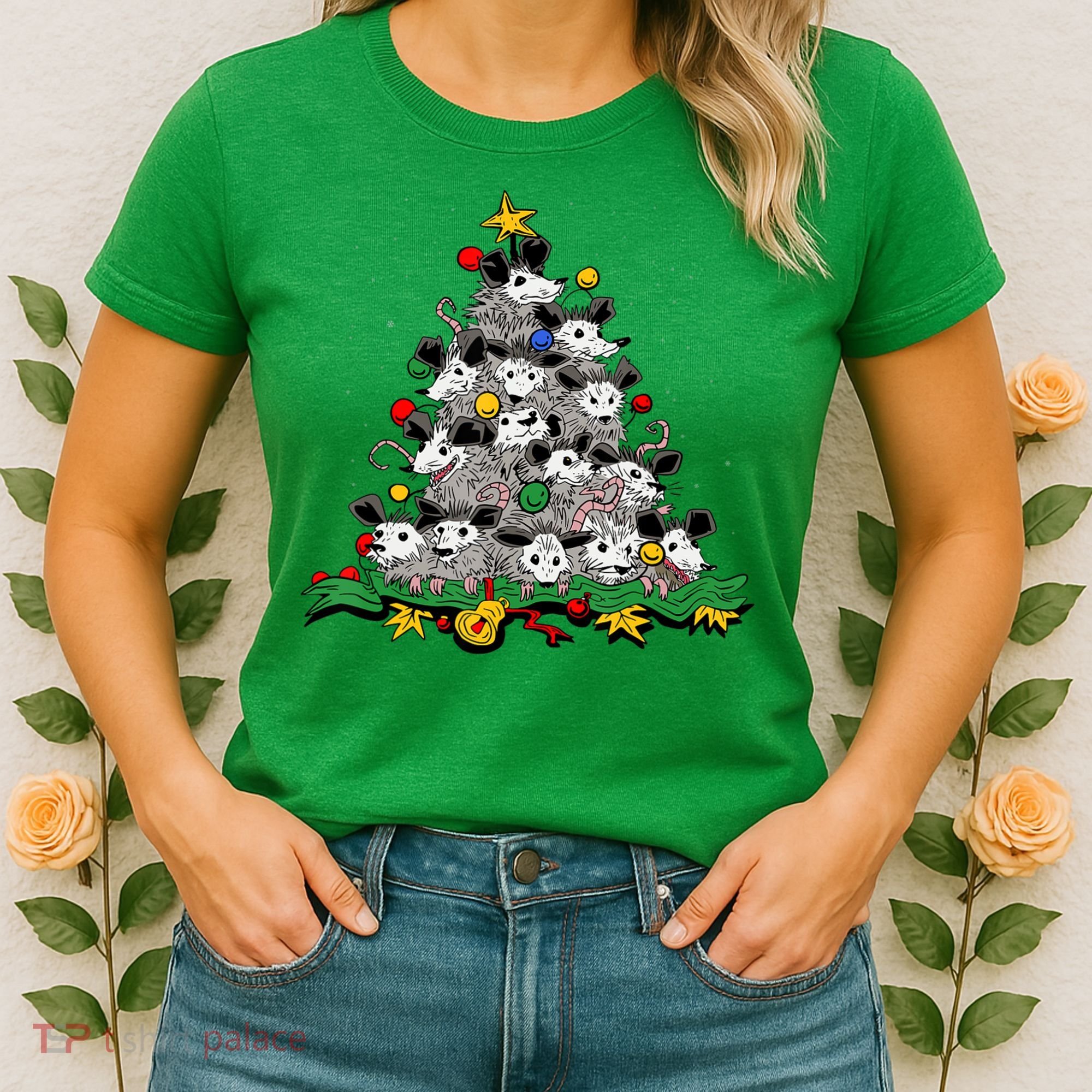 Funny Possum Christmas Tree Ornament Decor Opossum Lovers Women's T-Shirt