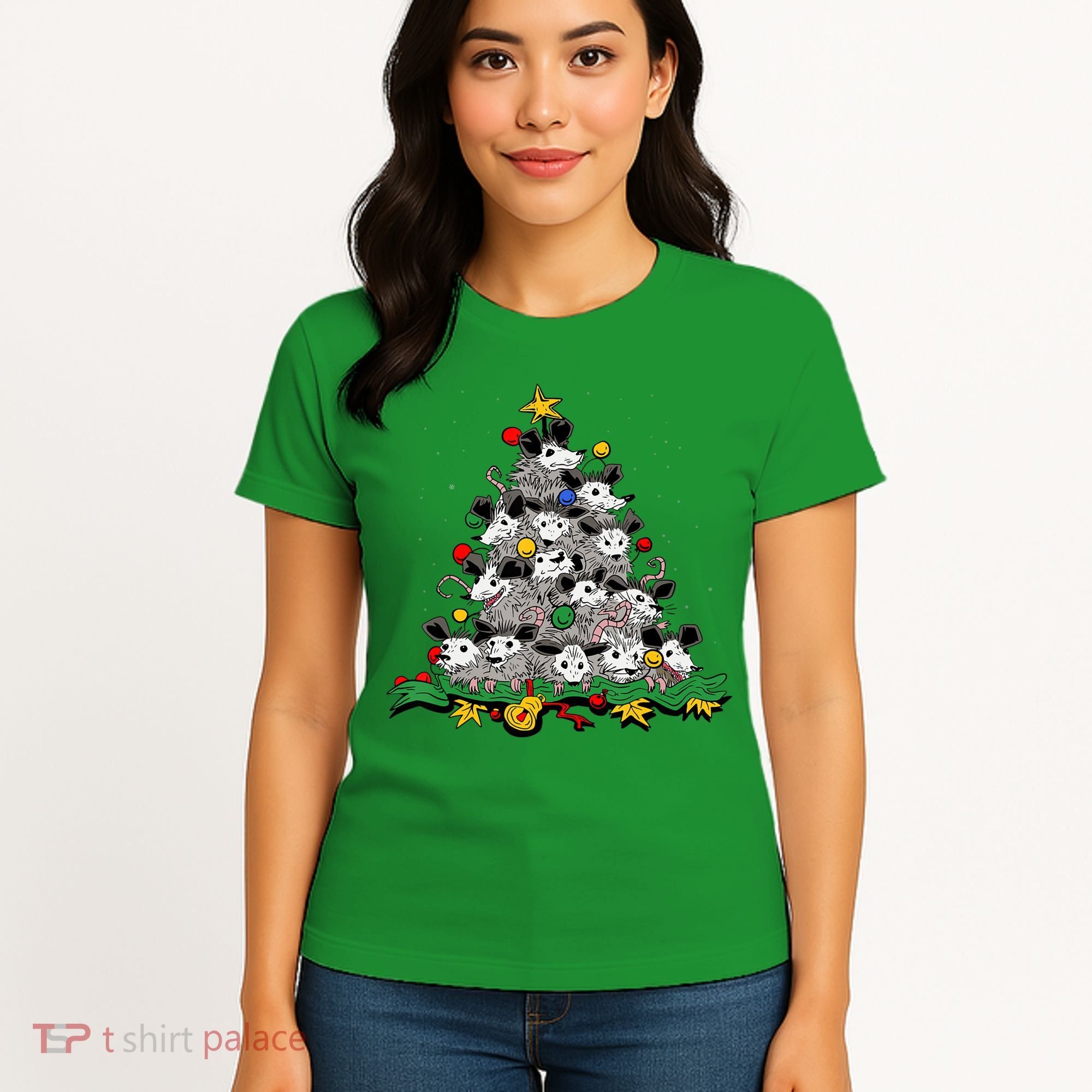 Funny Possum Christmas Tree Ornament Decor Opossum Lovers Women's T-Shirt