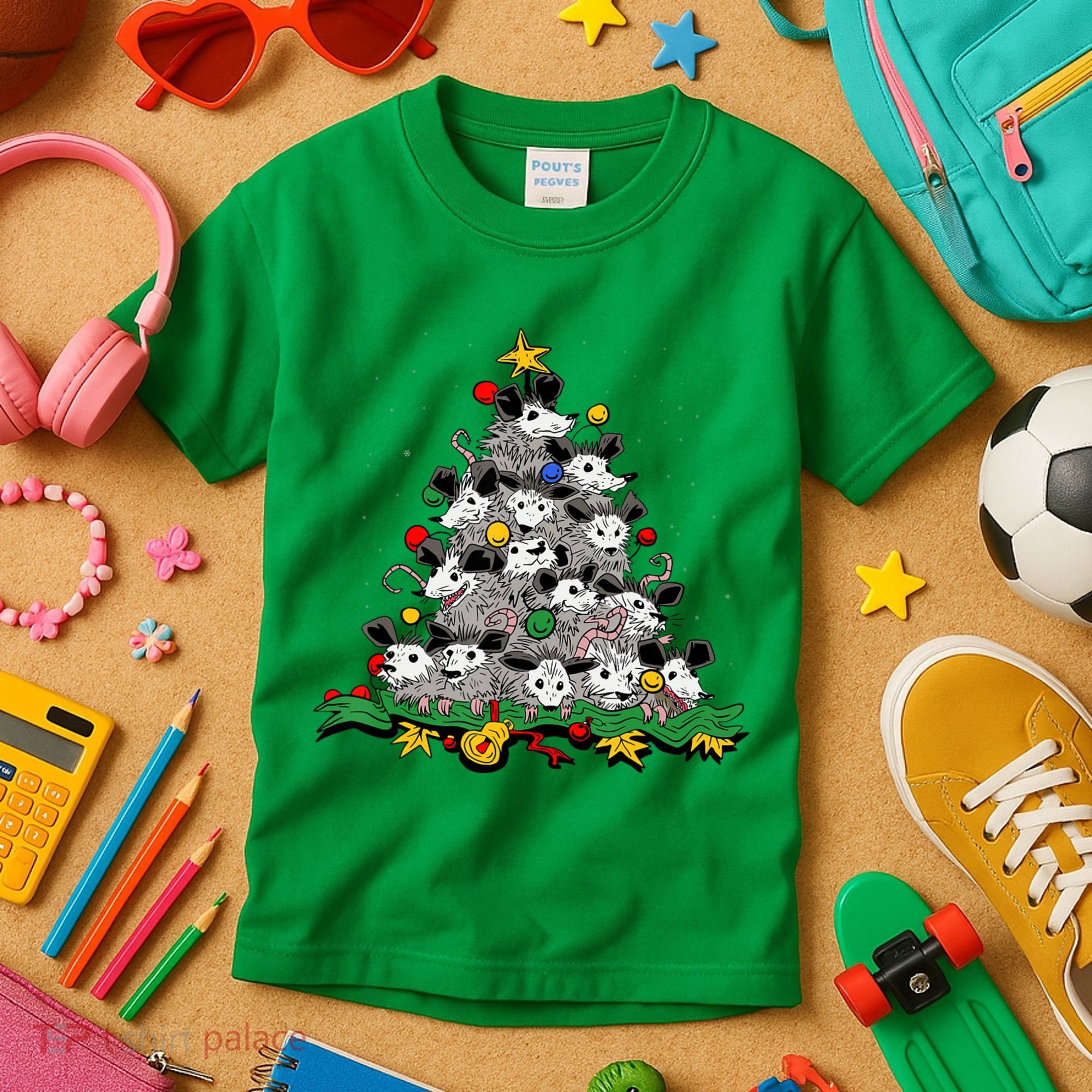 Funny Possum Christmas Tree Ornament Decor Opossum Lovers Kids T-Shirt