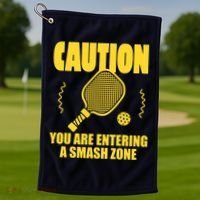 Funny Pickleball Caution You Are Entering Smash Zone Golf Towel thumb 1