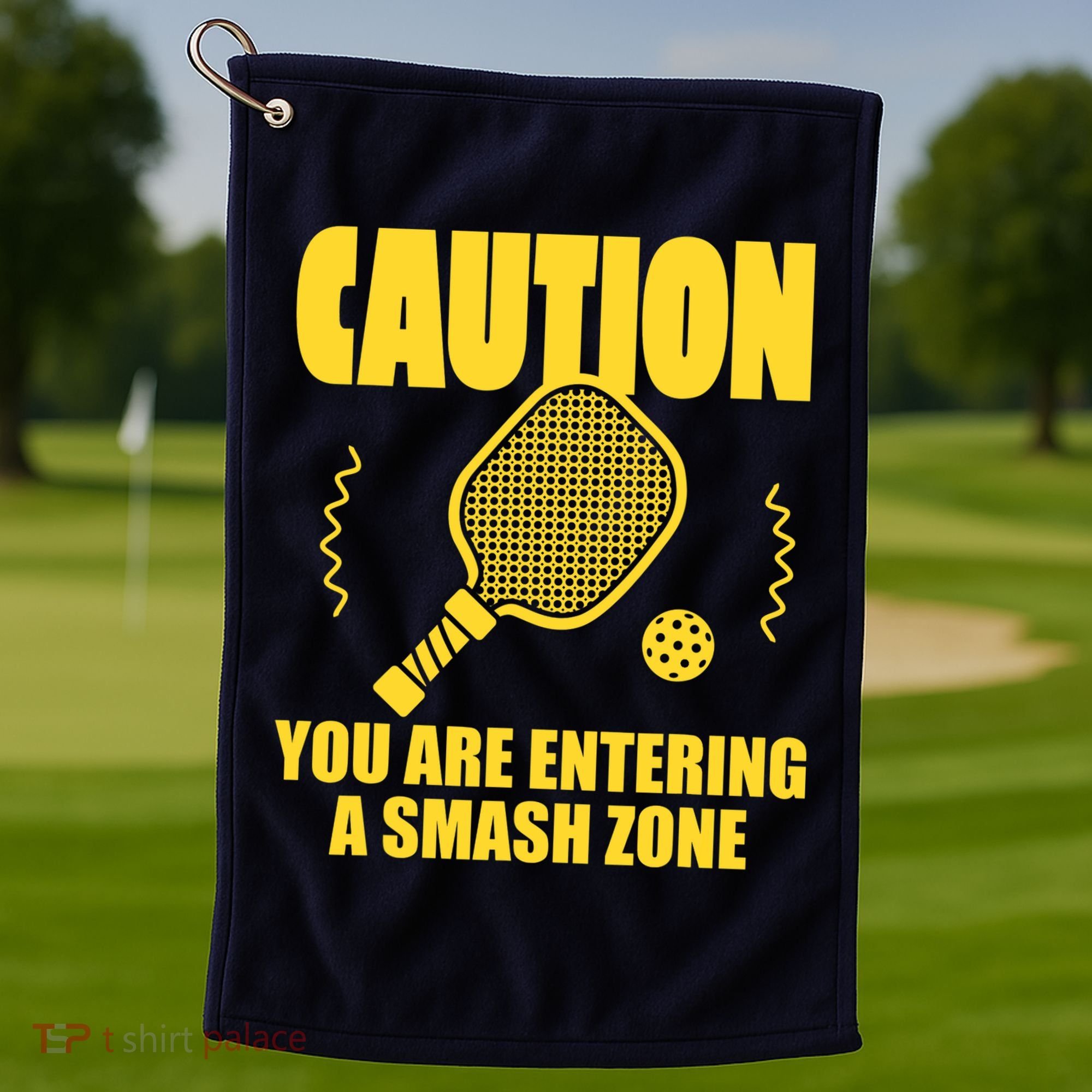 Funny Pickleball Caution You Are Entering Smash Zone Golf Towel