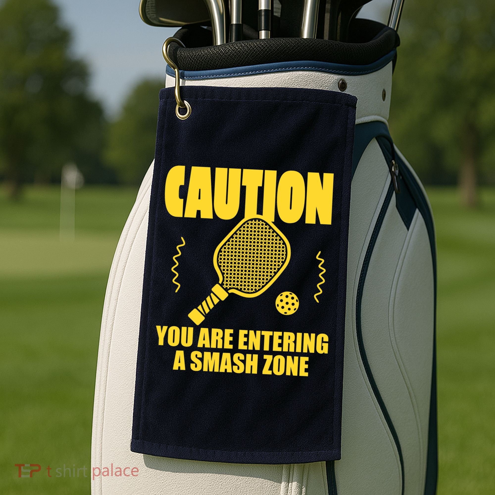 Funny Pickleball Caution You Are Entering Smash Zone Golf Towel