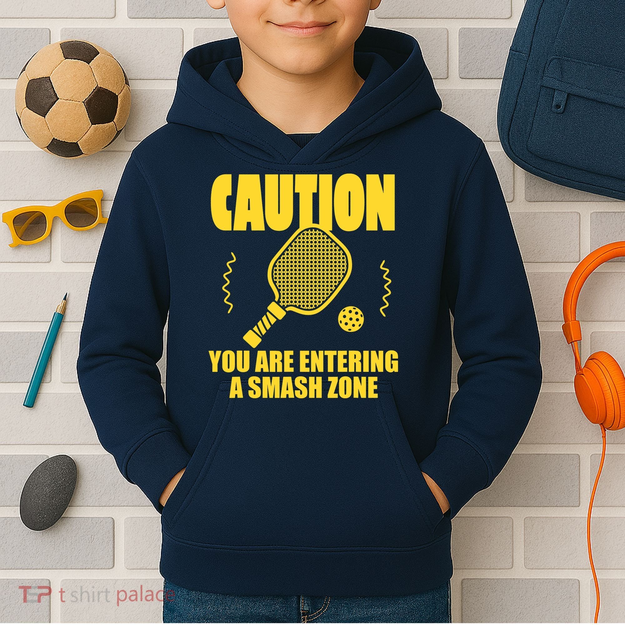 Funny Pickleball Caution You Are Entering Smash Zone Kids Hoodie