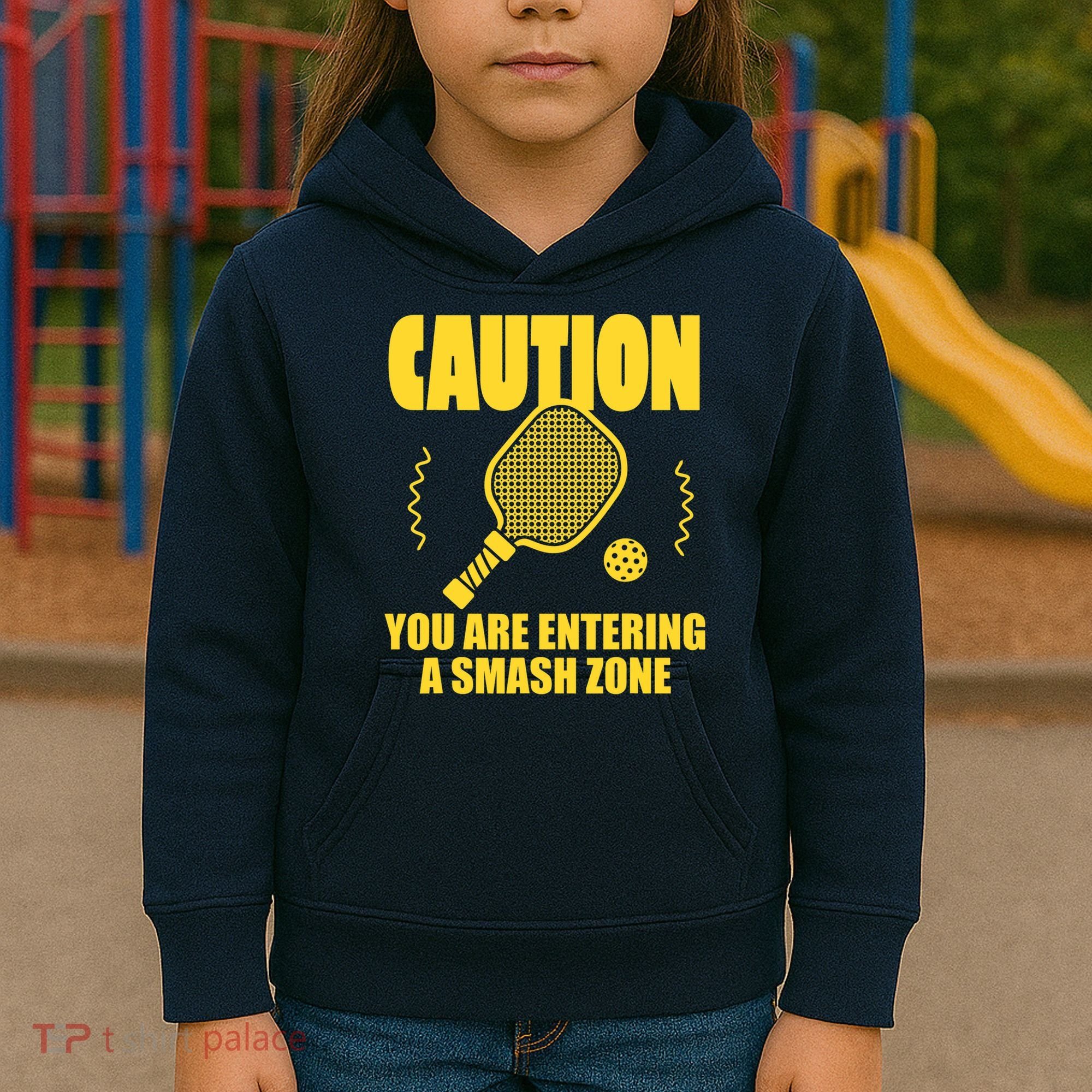 Funny Pickleball Caution You Are Entering Smash Zone Kids Hoodie