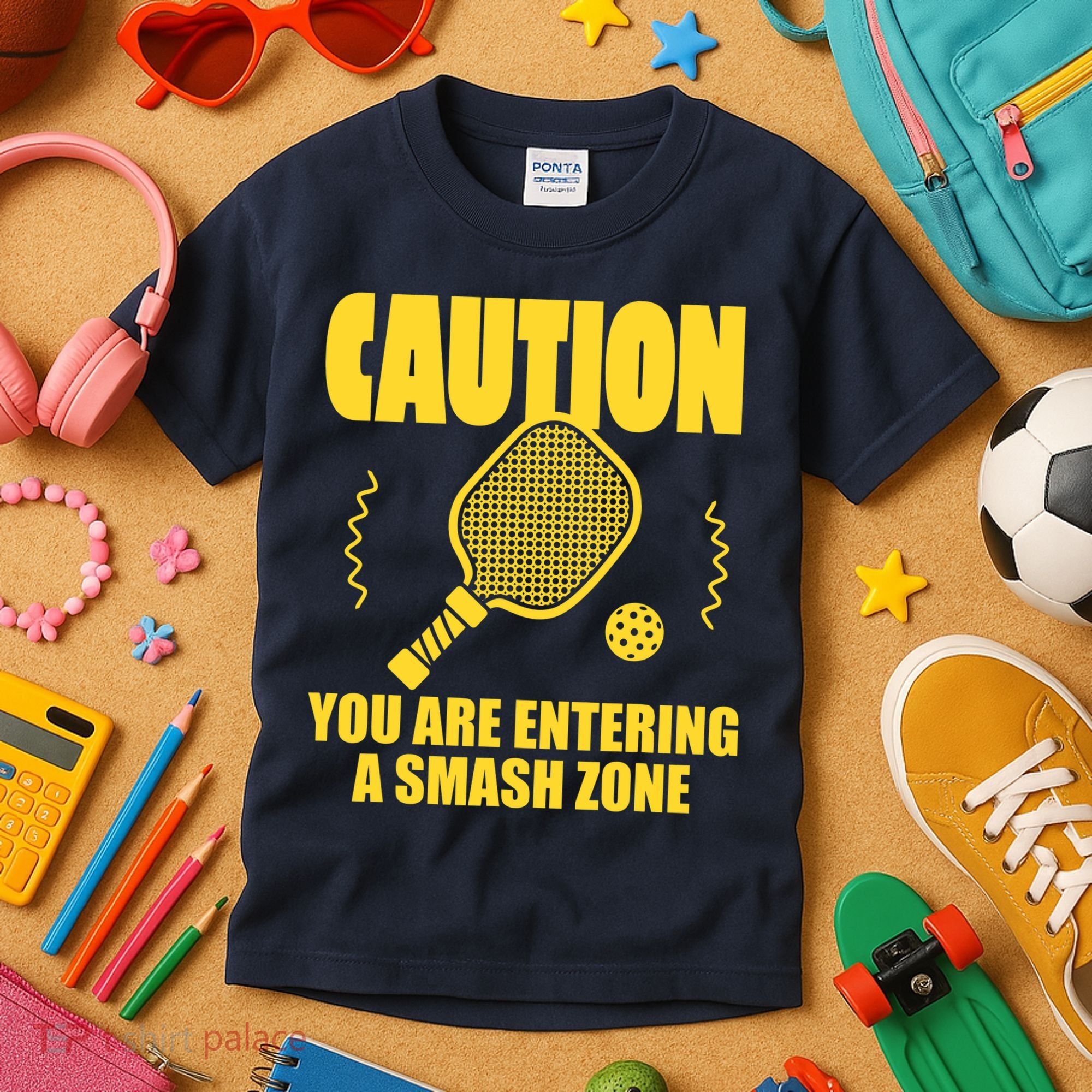 Funny Pickleball Caution You Are Entering Smash Zone Kids T-Shirt