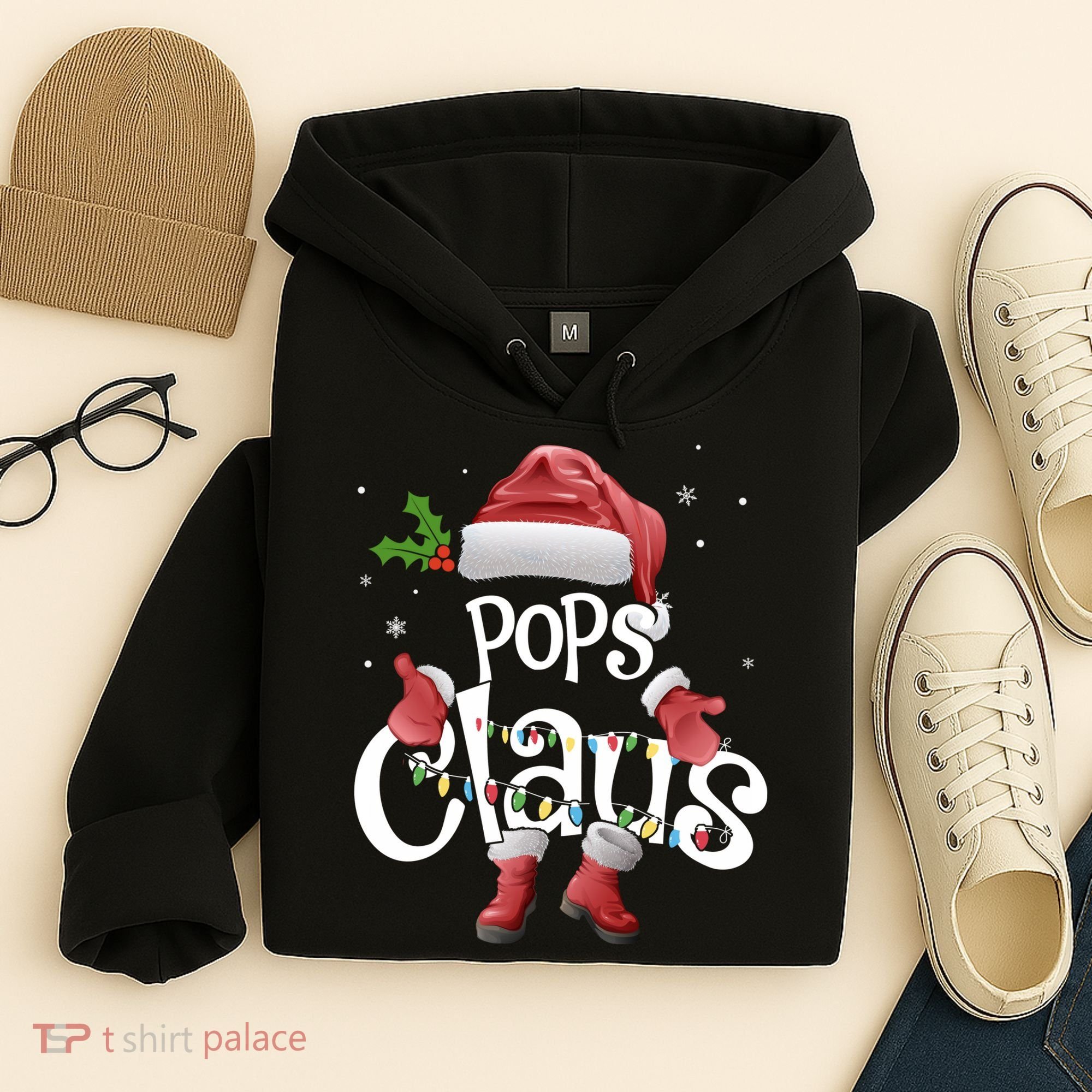 Funny Pops Claus Christmas Pajamas Santa Hat Costume Hoodie