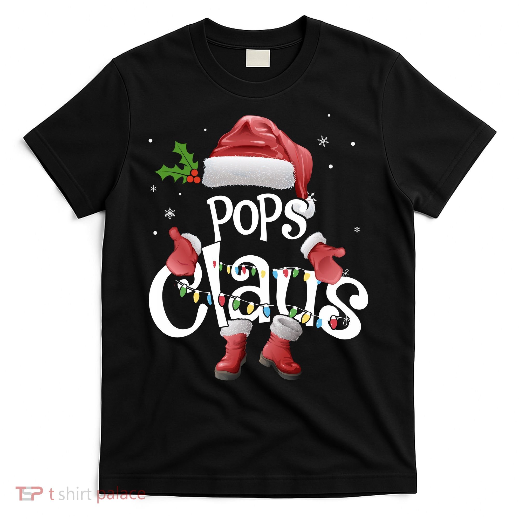 Funny Pops Claus Christmas Pajamas Santa Hat Costume T-Shirt