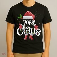 Funny Pops Claus Christmas Pajamas Santa Hat Costume T-Shirt thumb 3