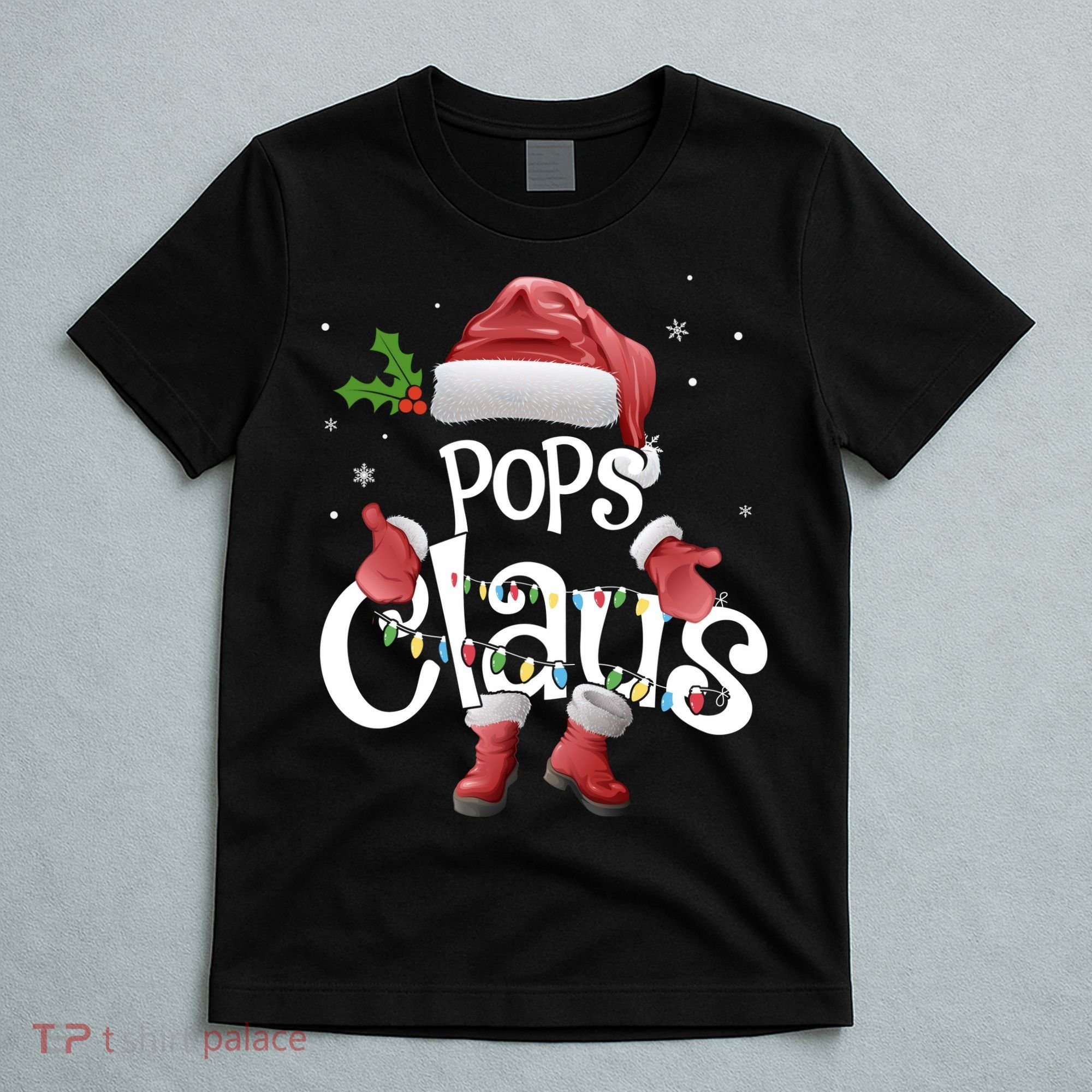 Funny Pops Claus Christmas Pajamas Santa Hat Costume T-Shirt