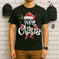Funny Pops Claus Christmas Pajamas Santa Hat Costume T-Shirt thumb 6