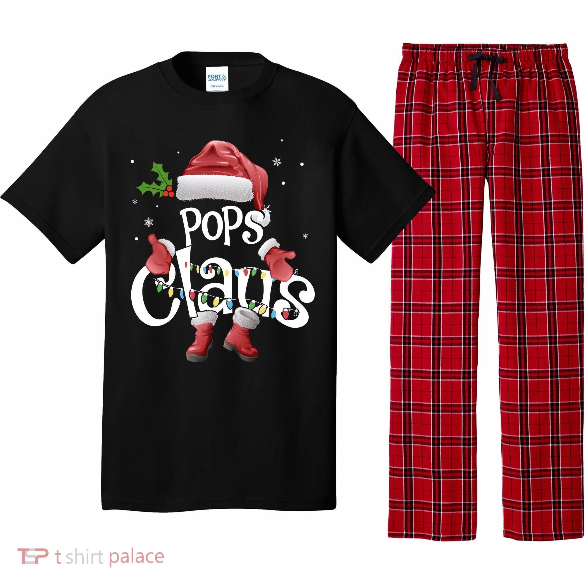 Funny Pops Claus Christmas Pajamas Santa Hat Costume Pajama Set