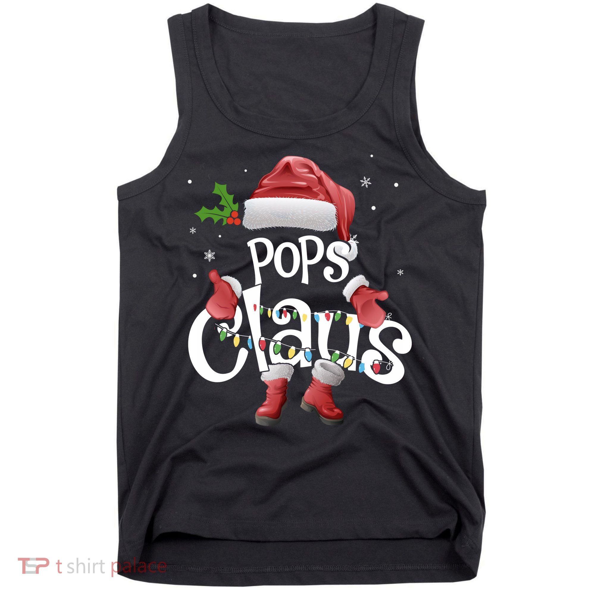 Funny Pops Claus Christmas Pajamas Santa Hat Costume Tank Top