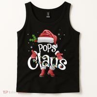 Funny Pops Claus Christmas Pajamas Santa Hat Costume Tank Top thumb 2
