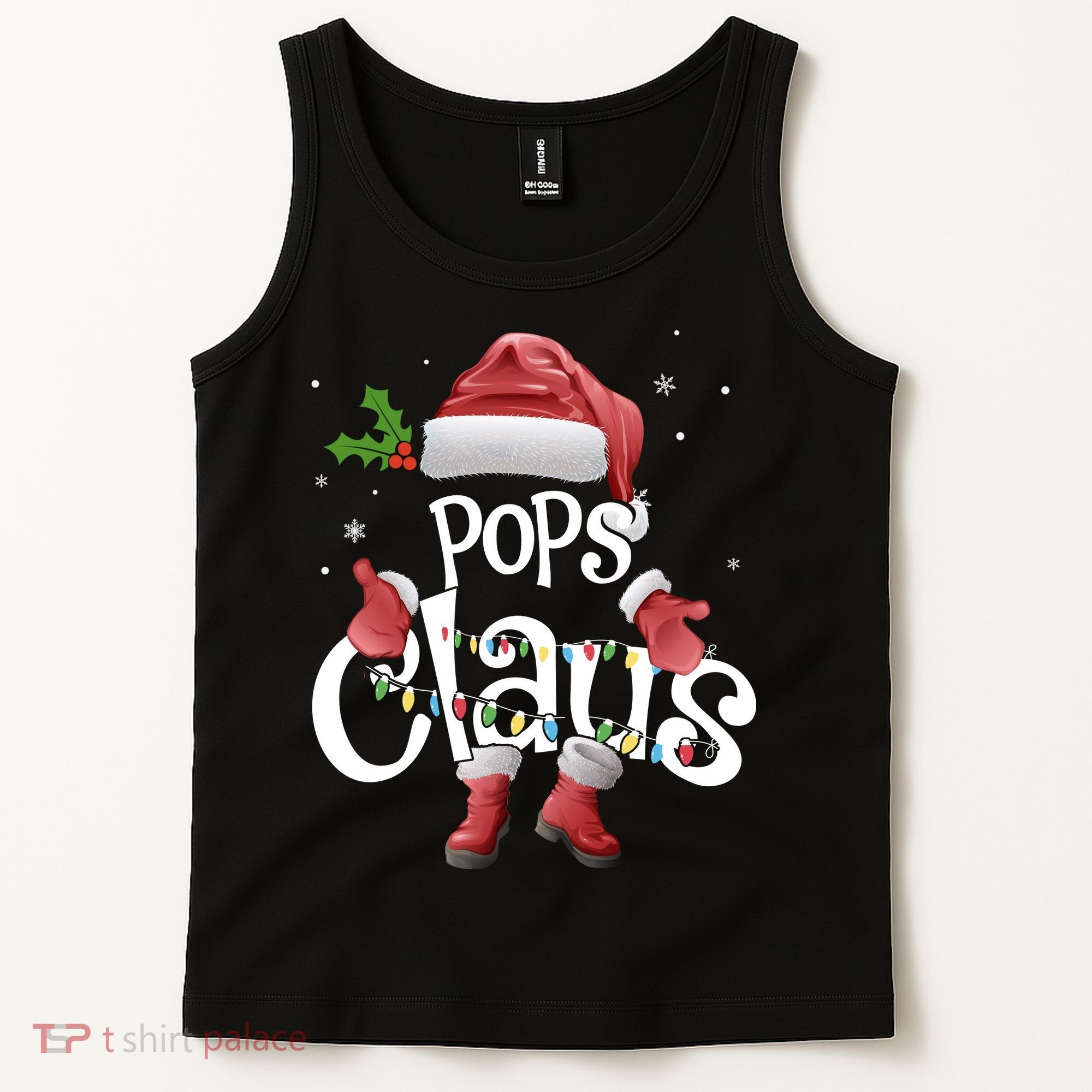 Funny Pops Claus Christmas Pajamas Santa Hat Costume Tank Top