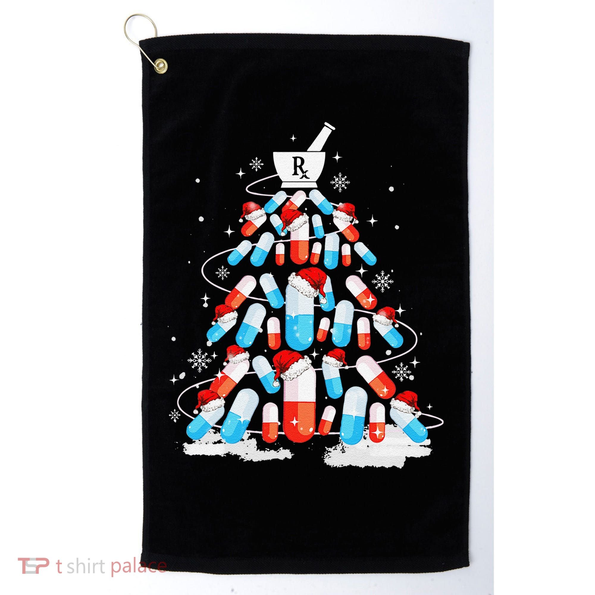 Funny Pharmacy Christmas Tree Pharmacist Christmas Golf Towel