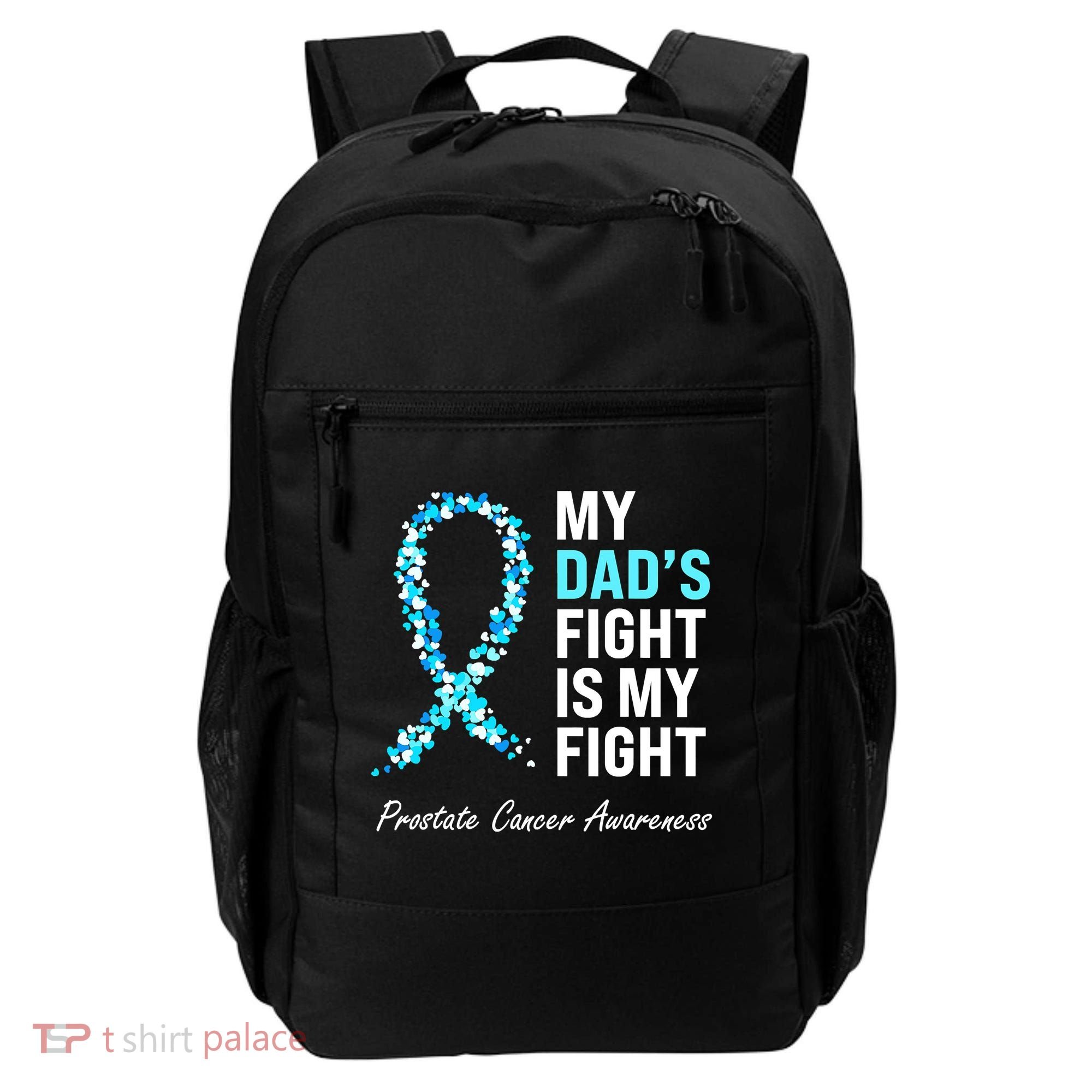 Family Prostate Cancer Awareness Light Blue Ribbon Survivor Backpack