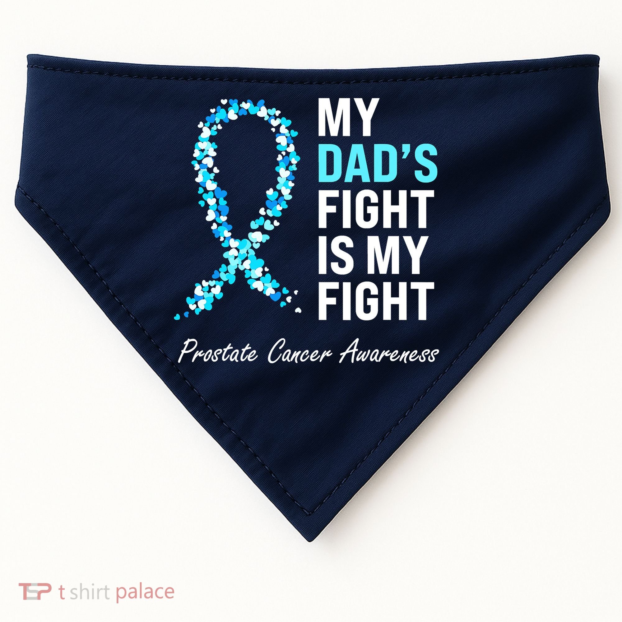 Family Prostate Cancer Awareness Light Blue Ribbon Survivor USA-Made Doggie Bandana