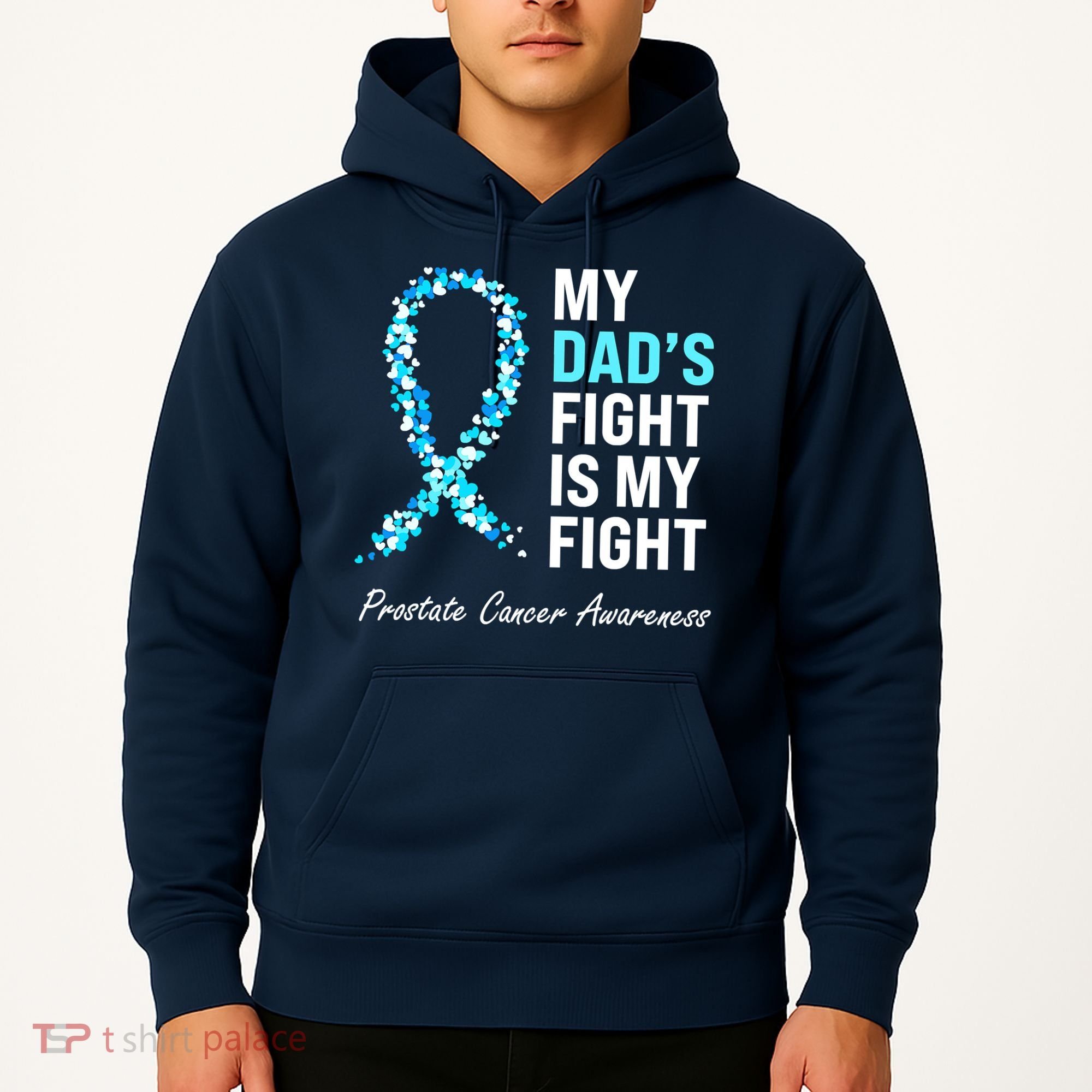 Family Prostate Cancer Awareness Light Blue Ribbon Survivor Hoodie